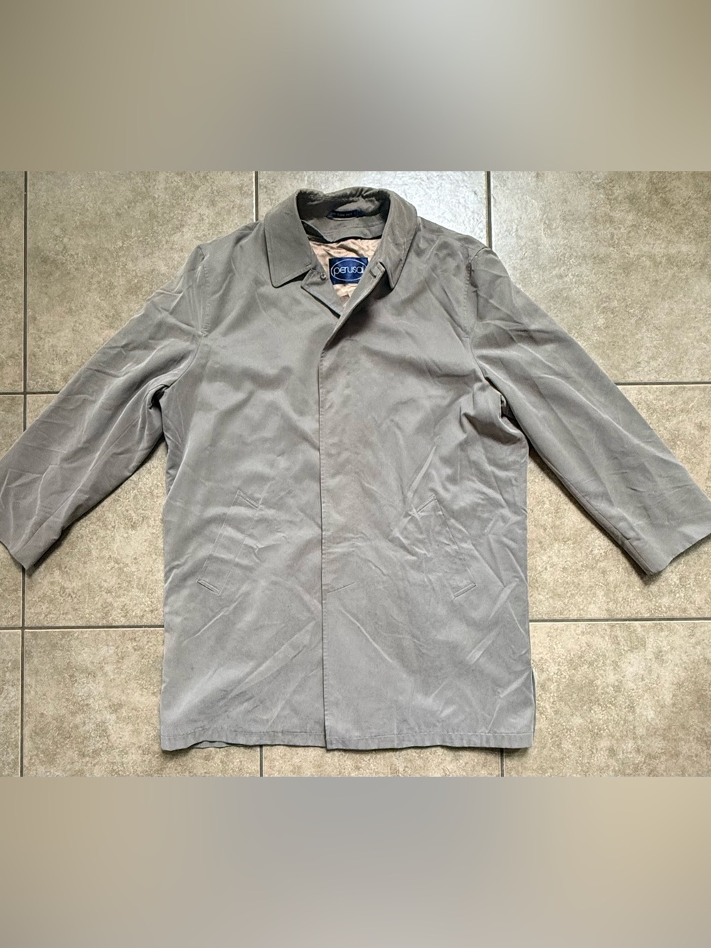 Perusal Men’s Vintage Coat RN 21510 Size XLT Taupe Mac Jacket FAST SHIPPING